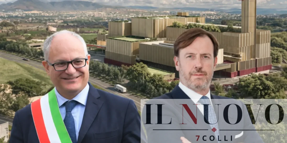 Roma, sullo sfondo l'inceneritore di Roma, in primo piano il sindaco Gialtieri e il vecchio AD Fabrizio Palermo, che se ne va a Monte dei Paschi di Siena