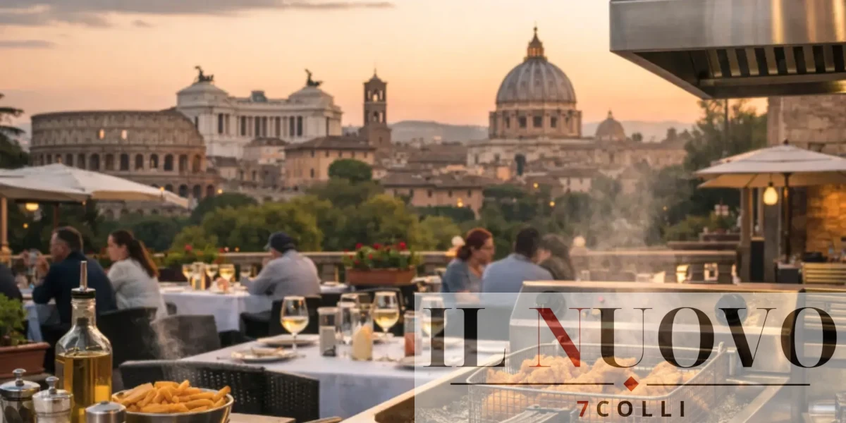 Roma, foto generata con AI di un ristorante con friggitrice