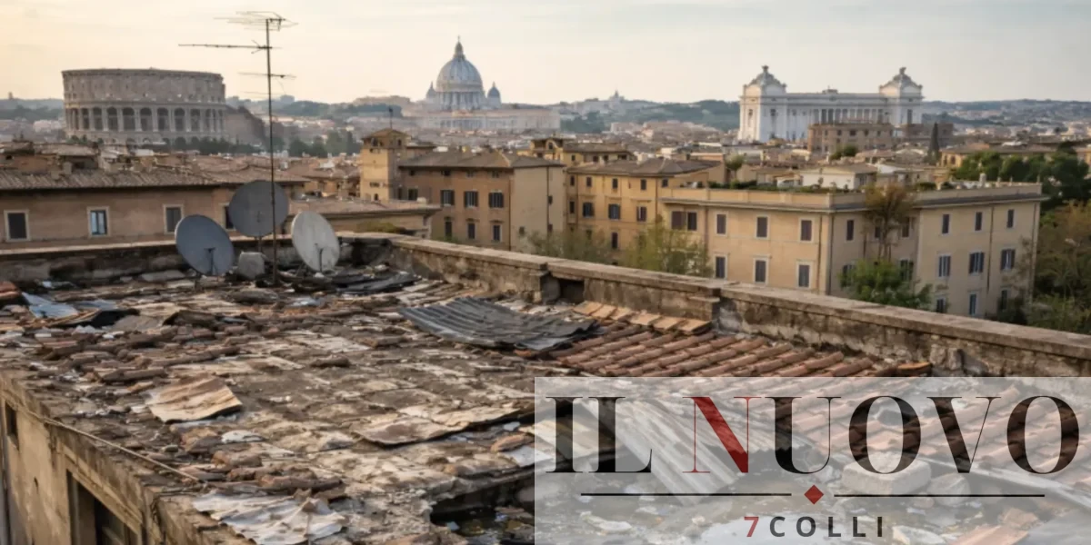 Roma, un tetto di casa Erp, foto generata con AI