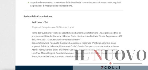 Convocazione dell'assessore Ciacciarelli