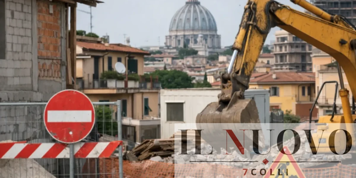 Roma, un cantiere, foto generata con IA