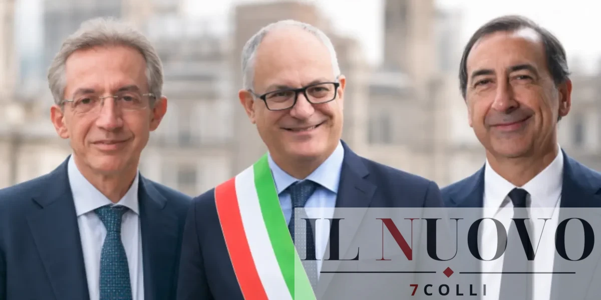 Da sinistra, i sindaci di Napoli, Roma e Milano