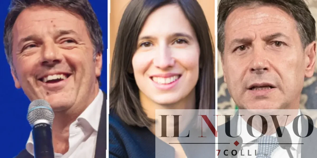 Da sinistra, Renzi, Schlein e Conte