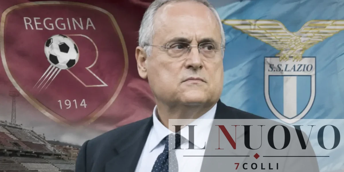 In primo piano, Claudio Lotito, sullo sfondo le bandiere della SS Lazio e della Reggina