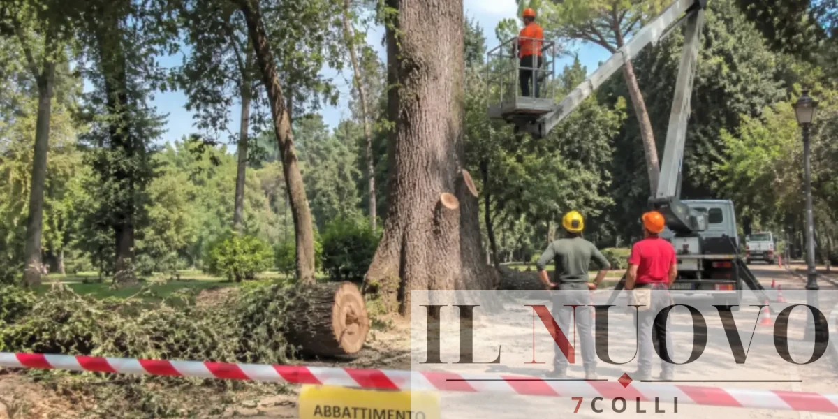 Roma, abbattimento alberi, foto generata con IA