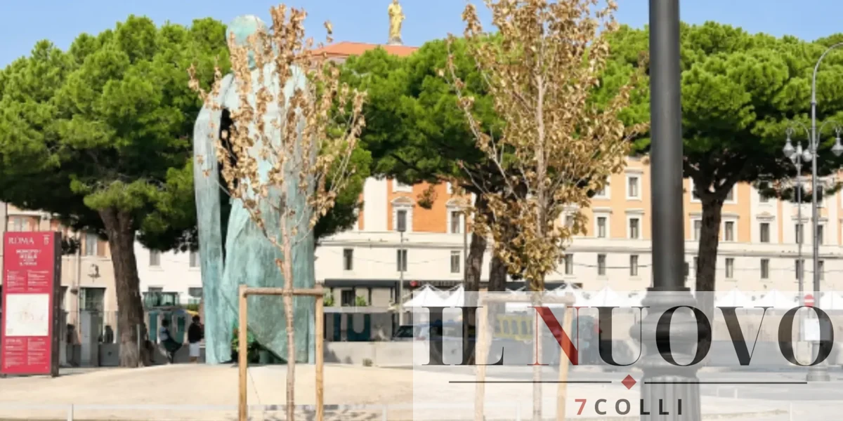Alberi secchi in piazza dei Cinqu