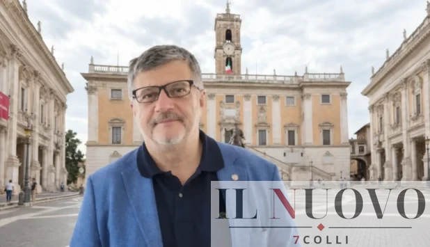 Campidoglio sullo sfondo, in primo piano Schiuma (FdI)