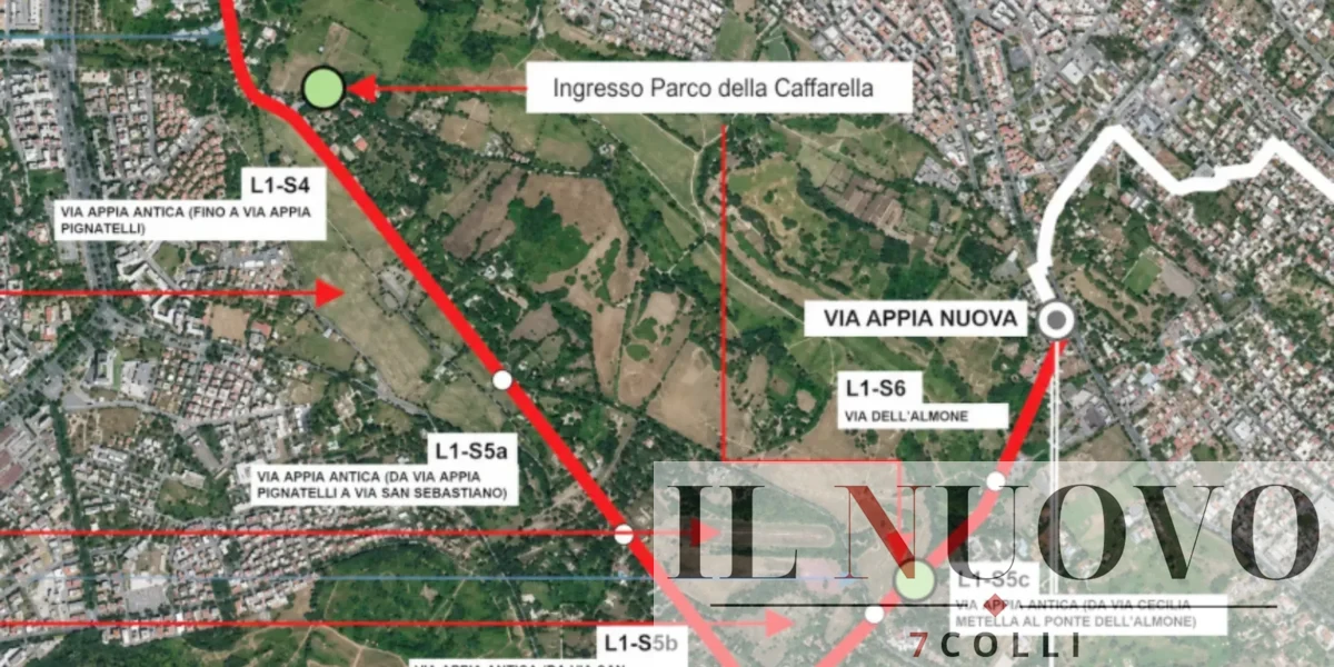 Il percorso della ciclabile sull'Appia Antica a Roma