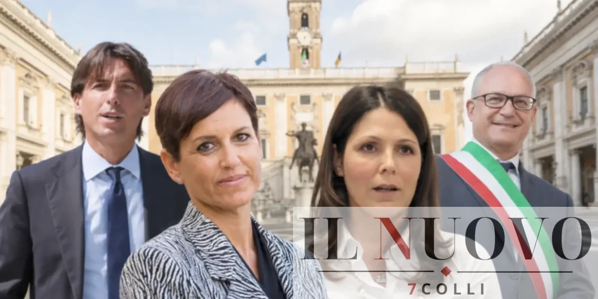Onorato, Lucarelli, Baglio e Gualtieri davanti al Campidoglio
