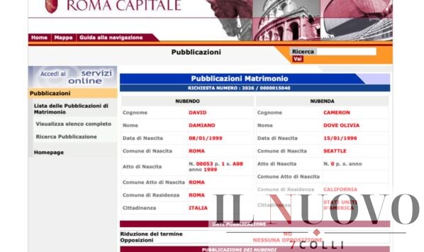 pubblicazioni matrimonio Damiano David