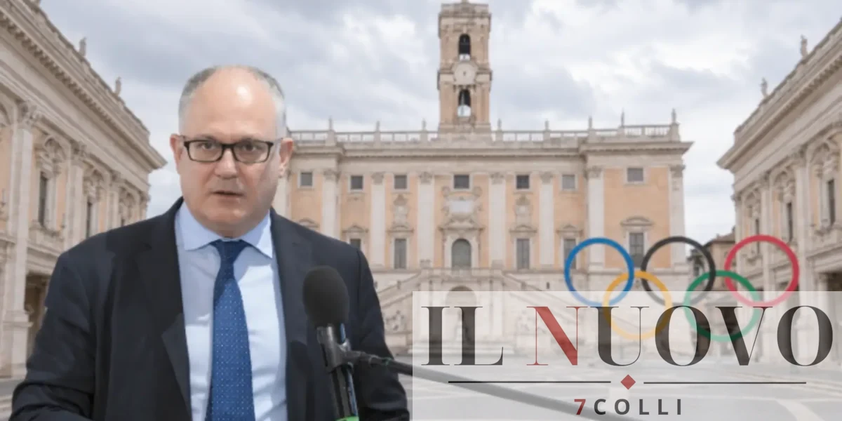 Roma, sullo sfondo il Campidoglio, in primo piano il sindaco Gualtieri