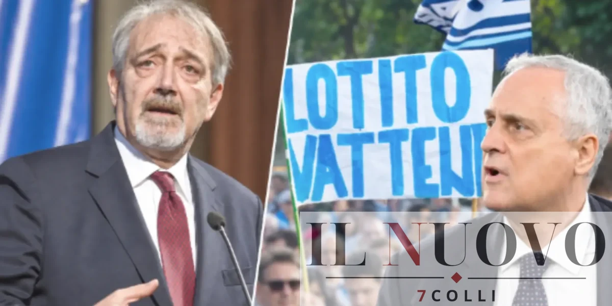 A sinistra, il presidente della Regione Lazio Francesco Rocca, a destra il presidente della Lazio Lotito